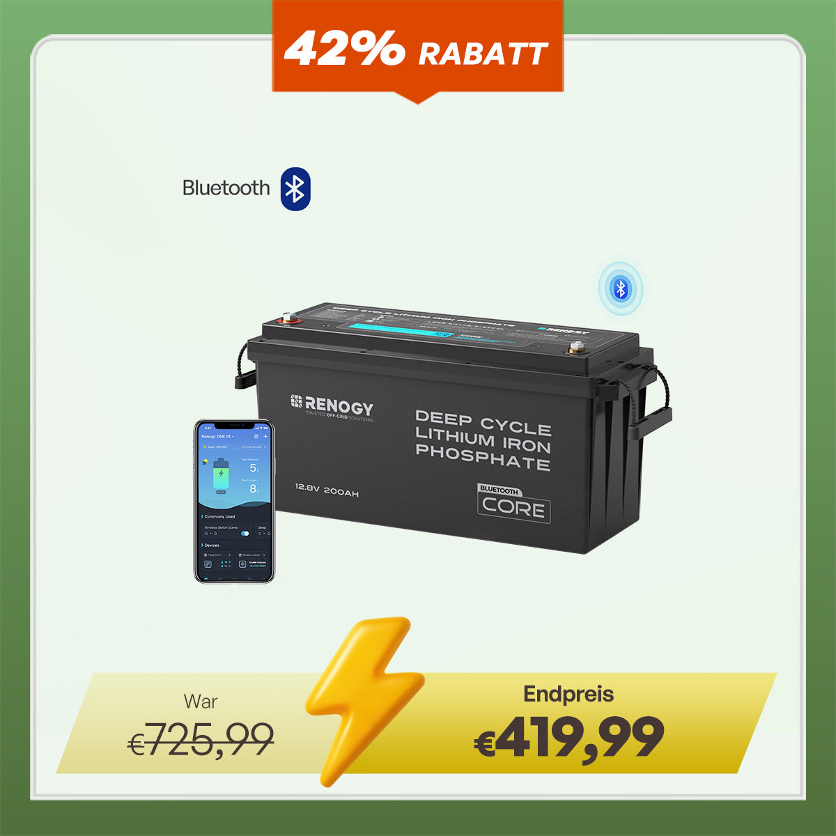 Batterie Lithium FEENCE BT12200 12,8V 200Ah Bluetooth – Solaire, Camping-car, Bateau