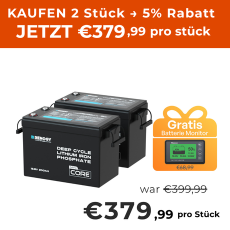 Core mini 12V 200Ah LiFePO4 Batterie mit Niedrigtemperaturschutz
