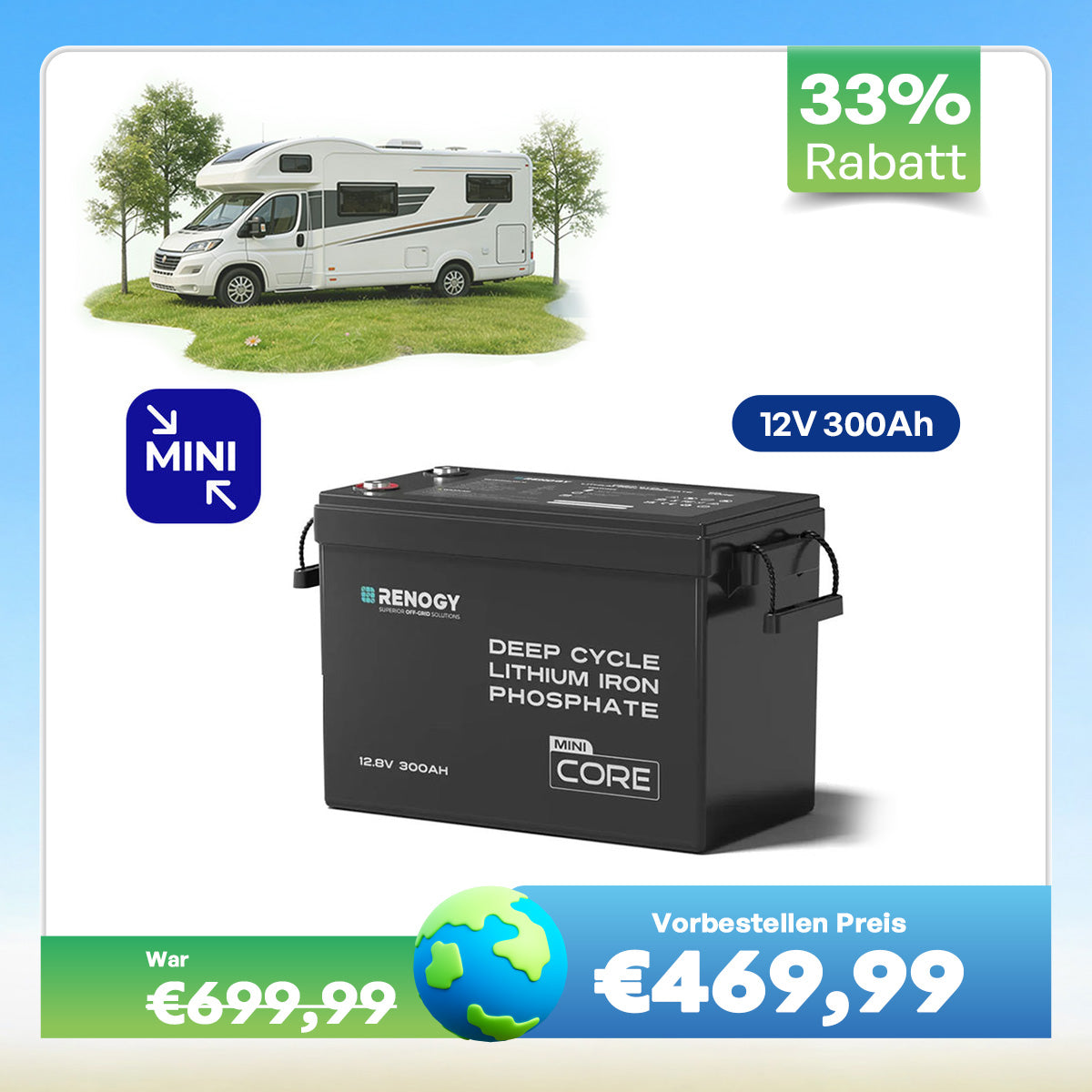 Core Mini - 12V Lithium Batterie 300Ah/200Ah