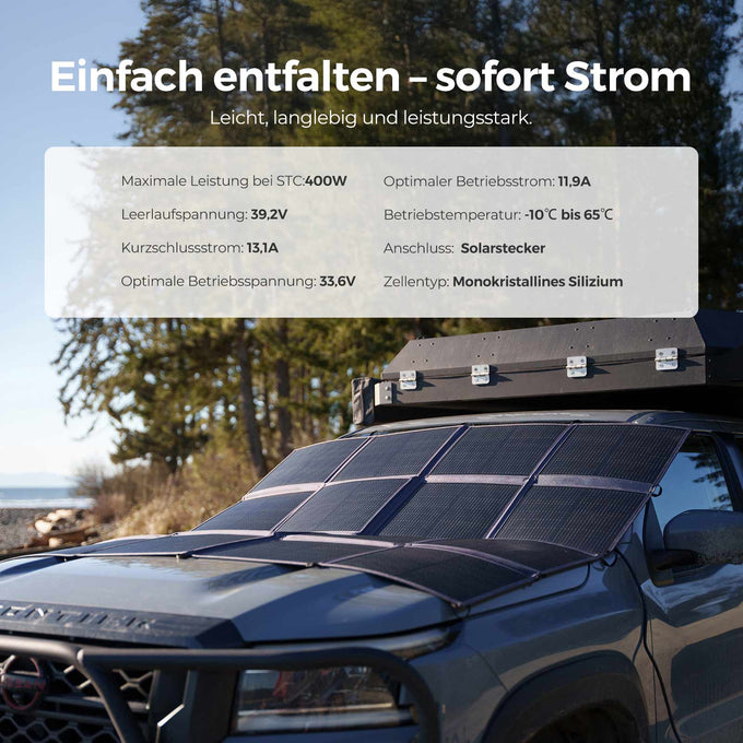 Renogy 12V 400W tragbare Solardecke N-Typ Zelle Einfach entfalten – sofort Strom