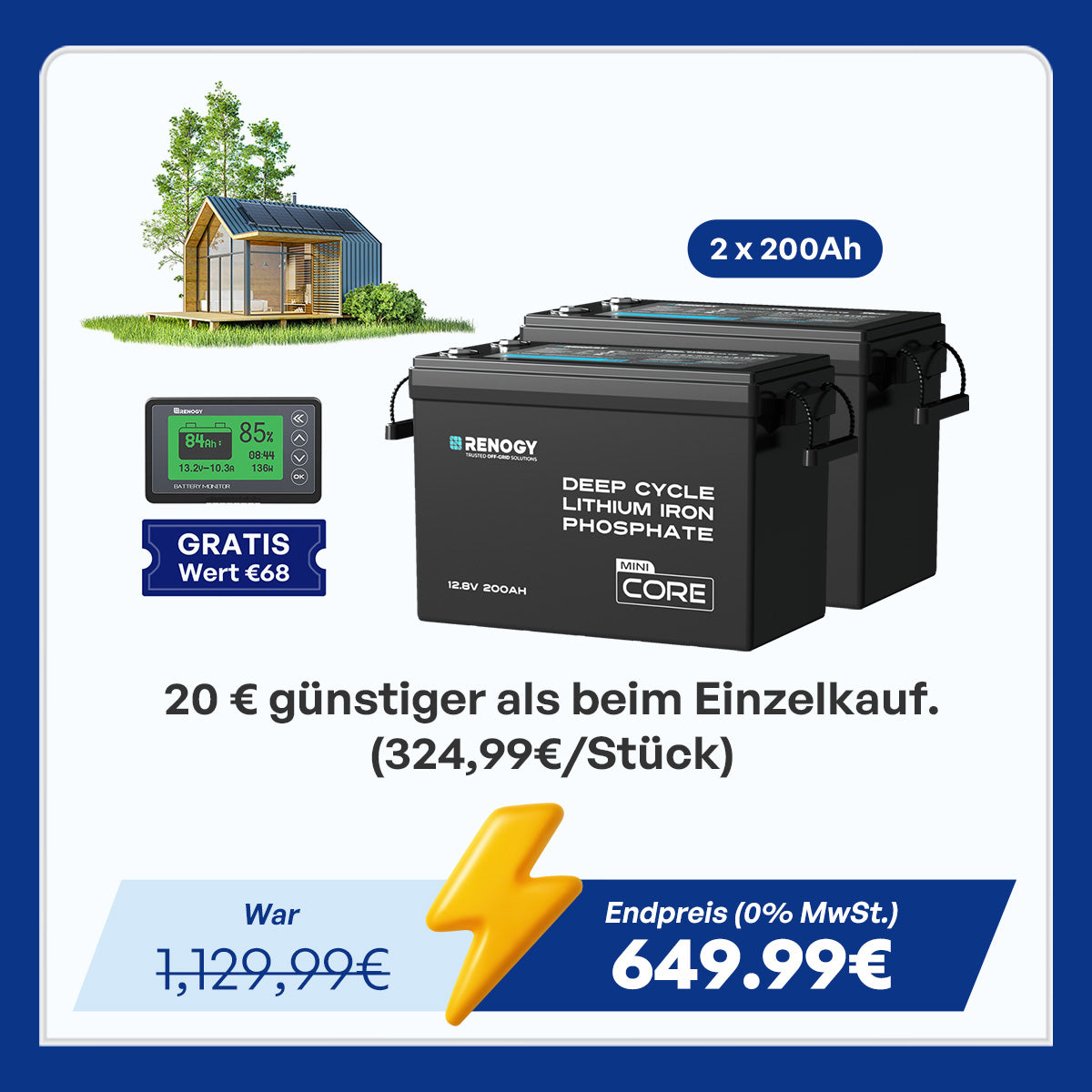Core Mini - 12V 200Ah LiFePO4 Batterie mit Niedrigtemperaturschutz