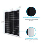 Solarmodul Monokristallin 50W 12V(Neue Version)