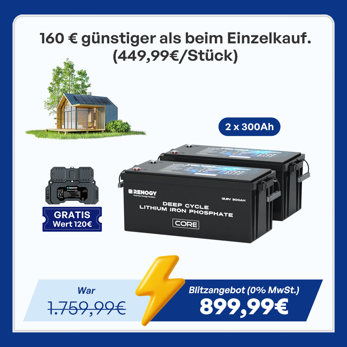 Core - 12V 300Ah LiFePo4 Lithium Batterie mit Selbstheizung