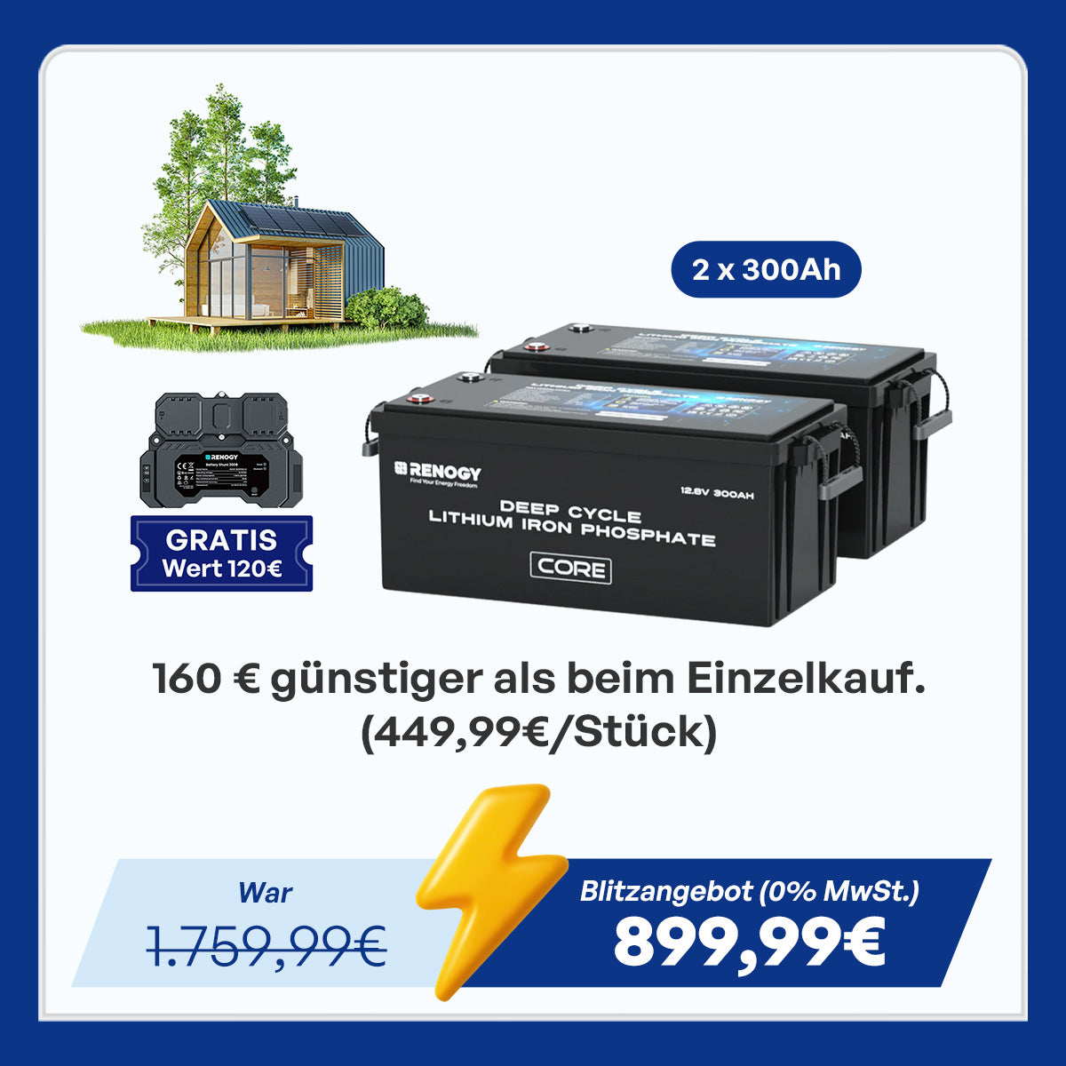 Core - 12V 300Ah LiFePo4 Lithium Batterie mit Selbstheizung