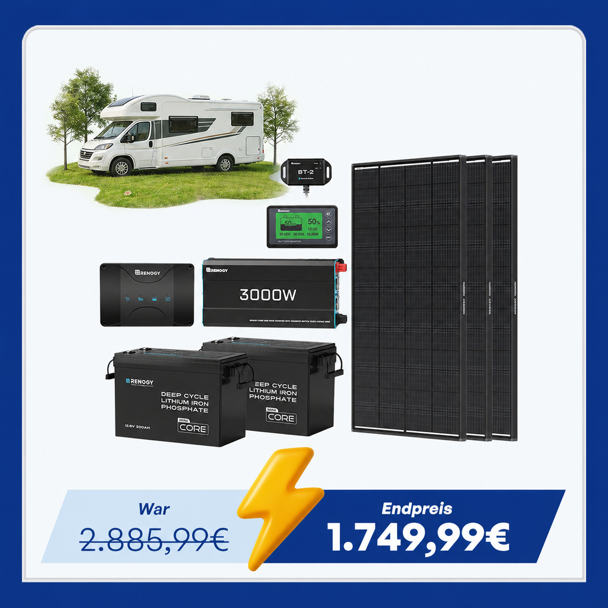 5,12kWh Wohnmobil Power Solarsystem| 3000W Wechselrichter