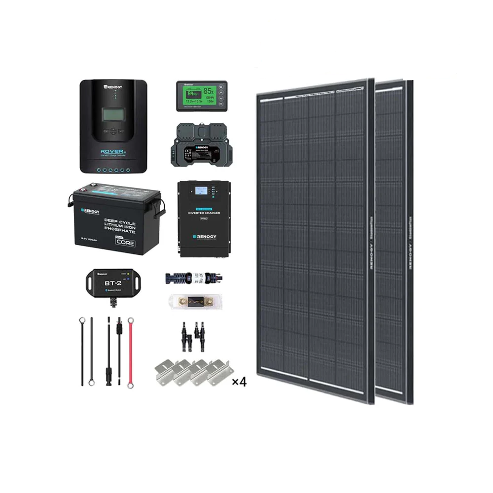 2 kWh 400 W 12 V Solarpanelsystem mit Solarpanel, Batterie, Wechselrichter und Laderegler