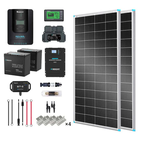 2 kWh 400 W 12 V Solarpanelsystem mit Solarpanel, Batterie, Wechselrichter und Laderegler