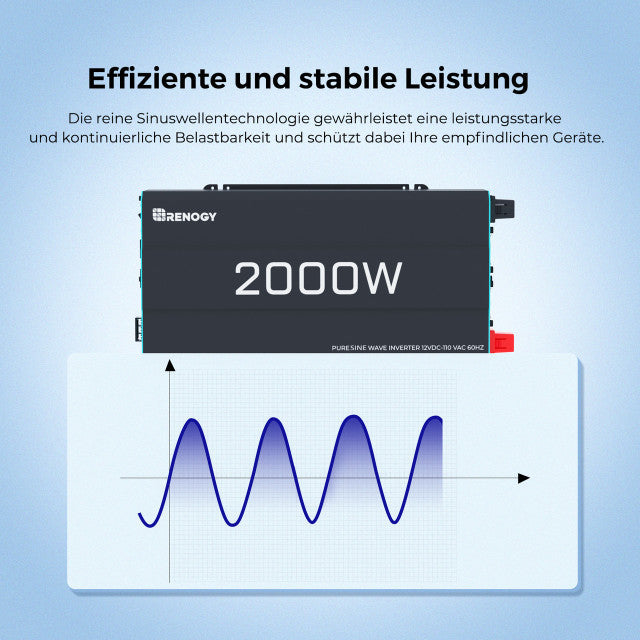 0% MwSt.  2000W 12V auf 230V Reine Sinus Wechselrichter