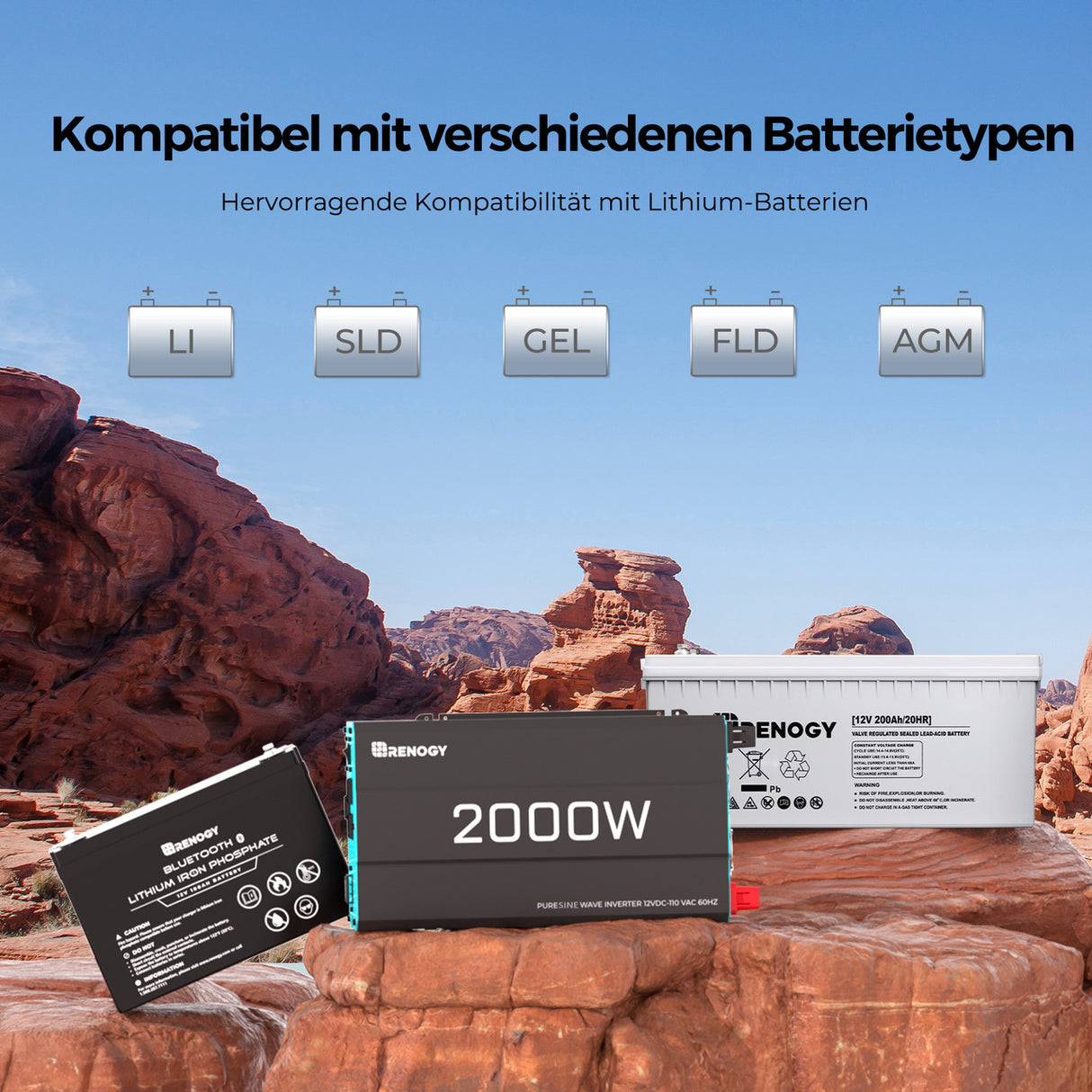 Renogy 2000W 12V auf 230V wechselrichter reiner sinus mit AC-Priorität automatische Umschaltung auf Netzstrom