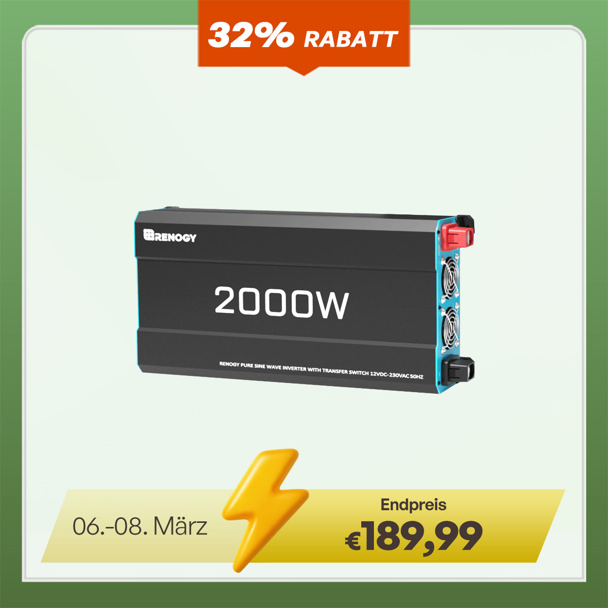 12V Wechselrichter Reine Sinuswelle 3000W / 2000W