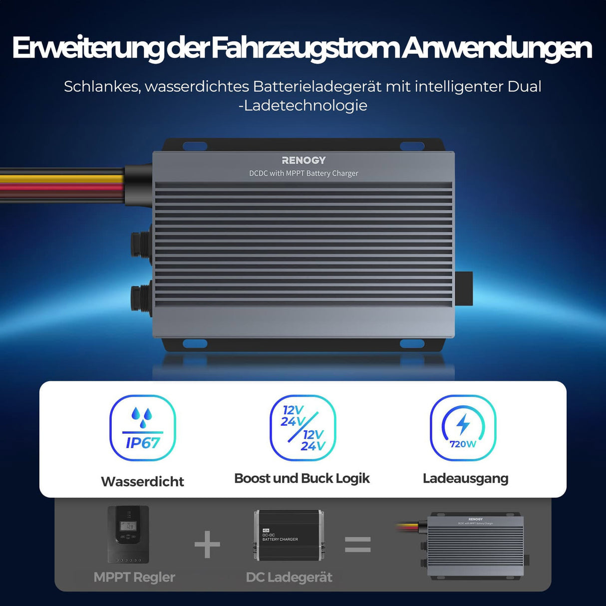 12V/24V IP67 50A DC-DC Batterieladegerät mit MPPT