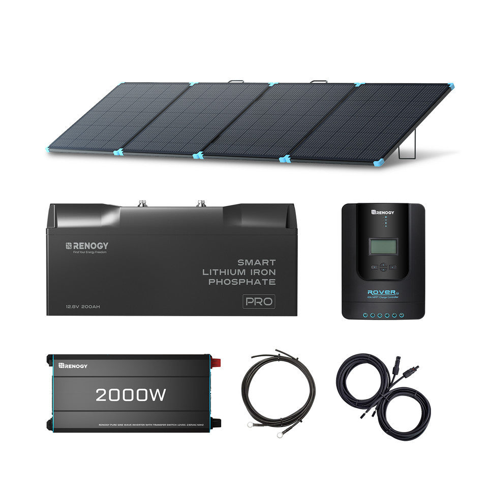 2Kwh Notfall Backup System 400W tragbare Solartasche 12V 200Ah PRO Lithium Batterie 2000W reine Sinuswelle Wechselrichter
