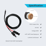 304,8cm 1,5mm² Solarstecker Adapterkabel zwischen Solarmodul und Renogy Powerstation