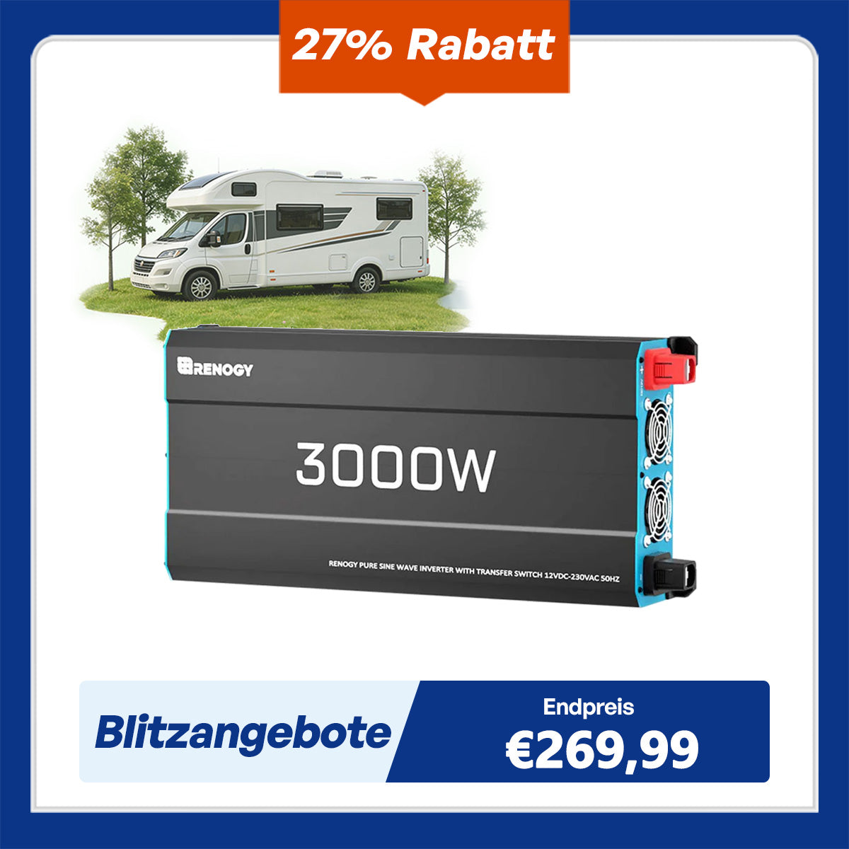 12V Wechselrichter Reine Sinuswelle 3000W / 2000W