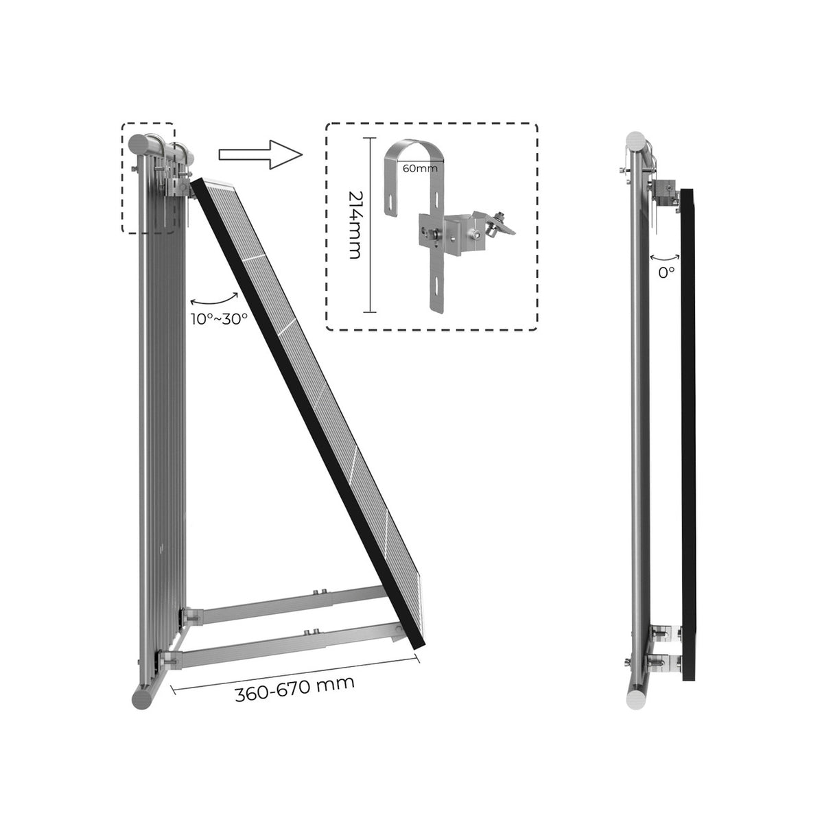 Balkon-Solarmodul Kippgestell