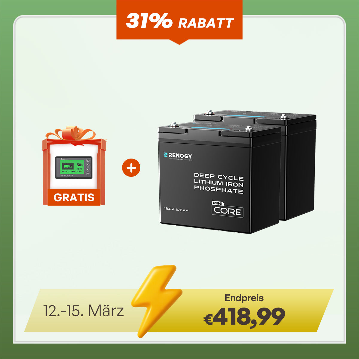 Core Mini - 12V 100Ah LiFePO4 Batterie