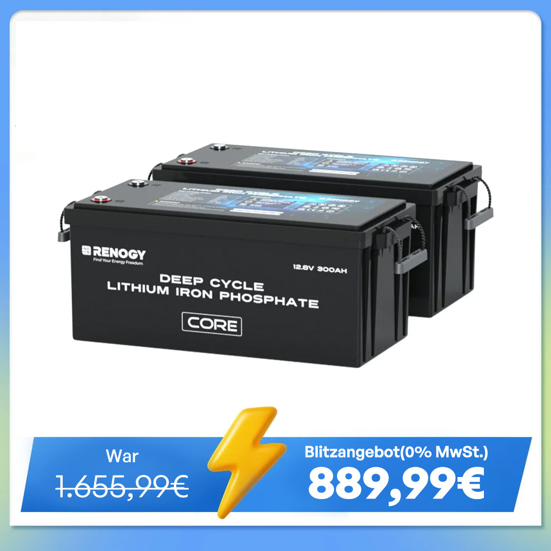 Core - 12V 300Ah LiFePo4 Lithium Batterie Selbstheizung