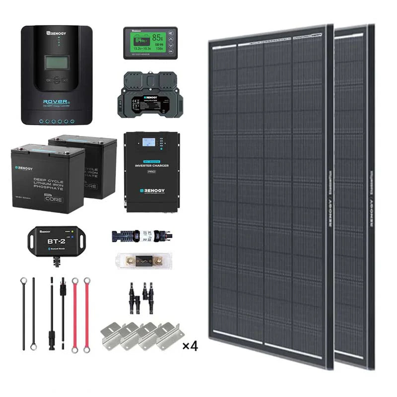 2 kWh 400 W 12 V Solarpanelsystem mit Solarpanel, Batterie, Wechselrichter und Laderegler