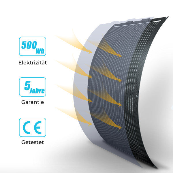 100 W 12V Flexibles Monokristallines solarmodul Schwarz