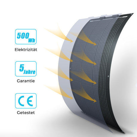 100 W 12V Flexibles Monokristallines solarmodul Schwarz