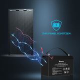100 W 12V Flexibles Monokristallines solarmodul Schwarz
