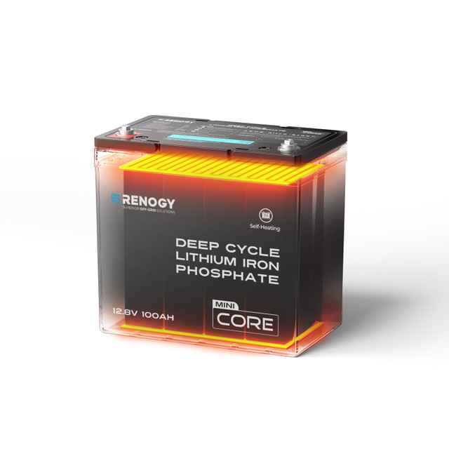 Core Mini- DuoHeat Tech 12V 100Ah LiFePO4 Lithium Batterie mit Selbstheizung