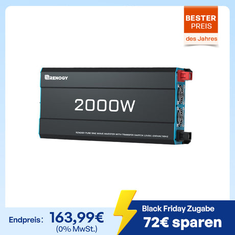 0% MwSt.  12V Wechselrichter Reine Sinuswelle 3000W / 2000W / 1000W
