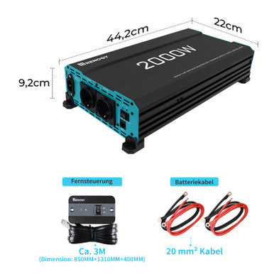 2,56kWh Solarsystem | 2000W Wechselrichter, 200Ah Lithium Batterie