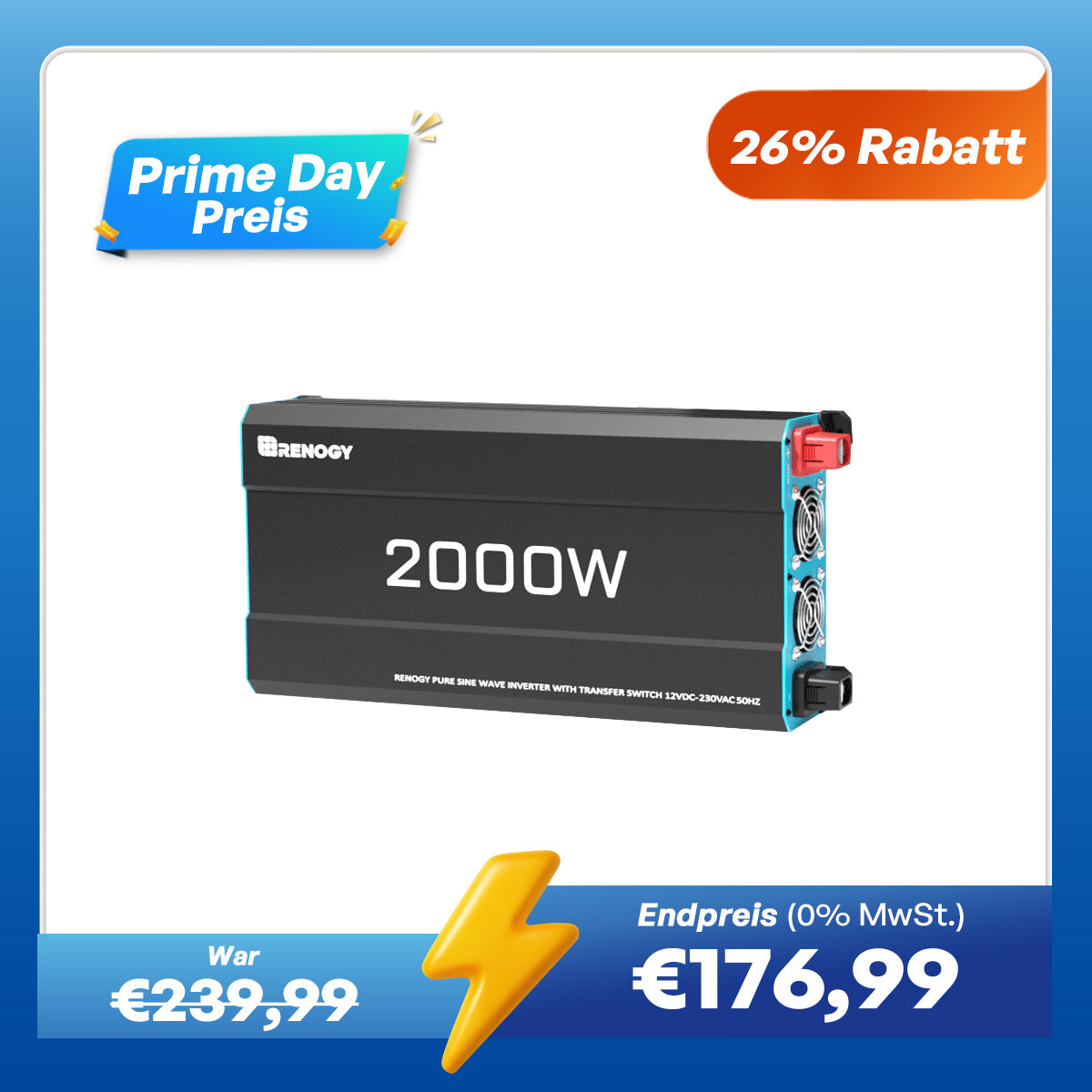 12V 2000W Wechselrichter Reine Sinuswelle