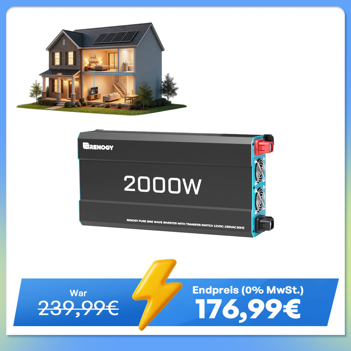 12V 2000W Wechselrichter Reine Sinuswelle