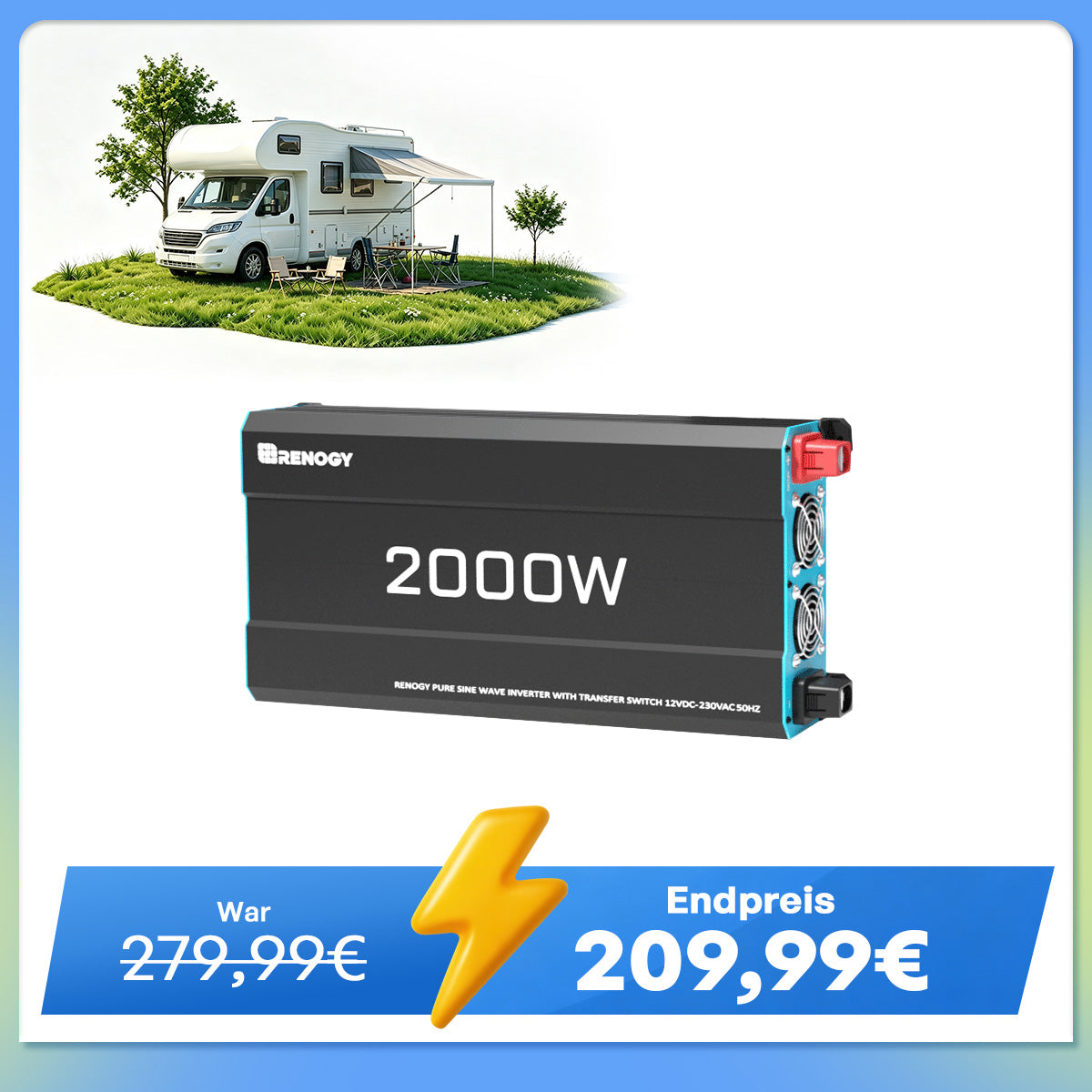 12V 2000W Wechselrichter Reine Sinuswelle