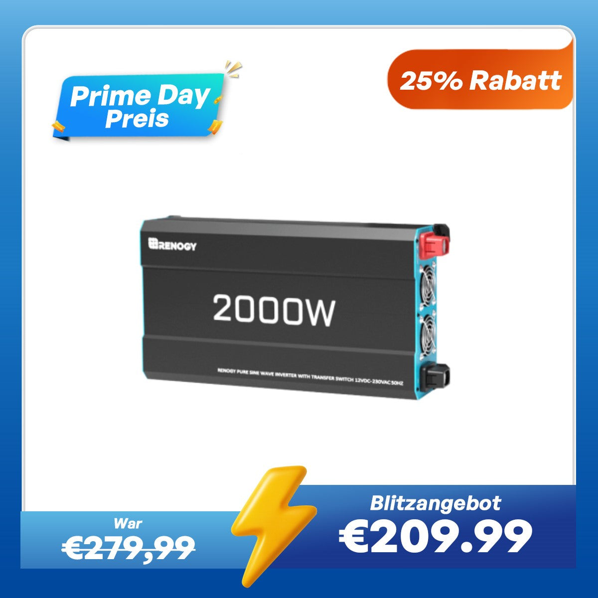 12V 2000W Wechselrichter Reine Sinuswelle