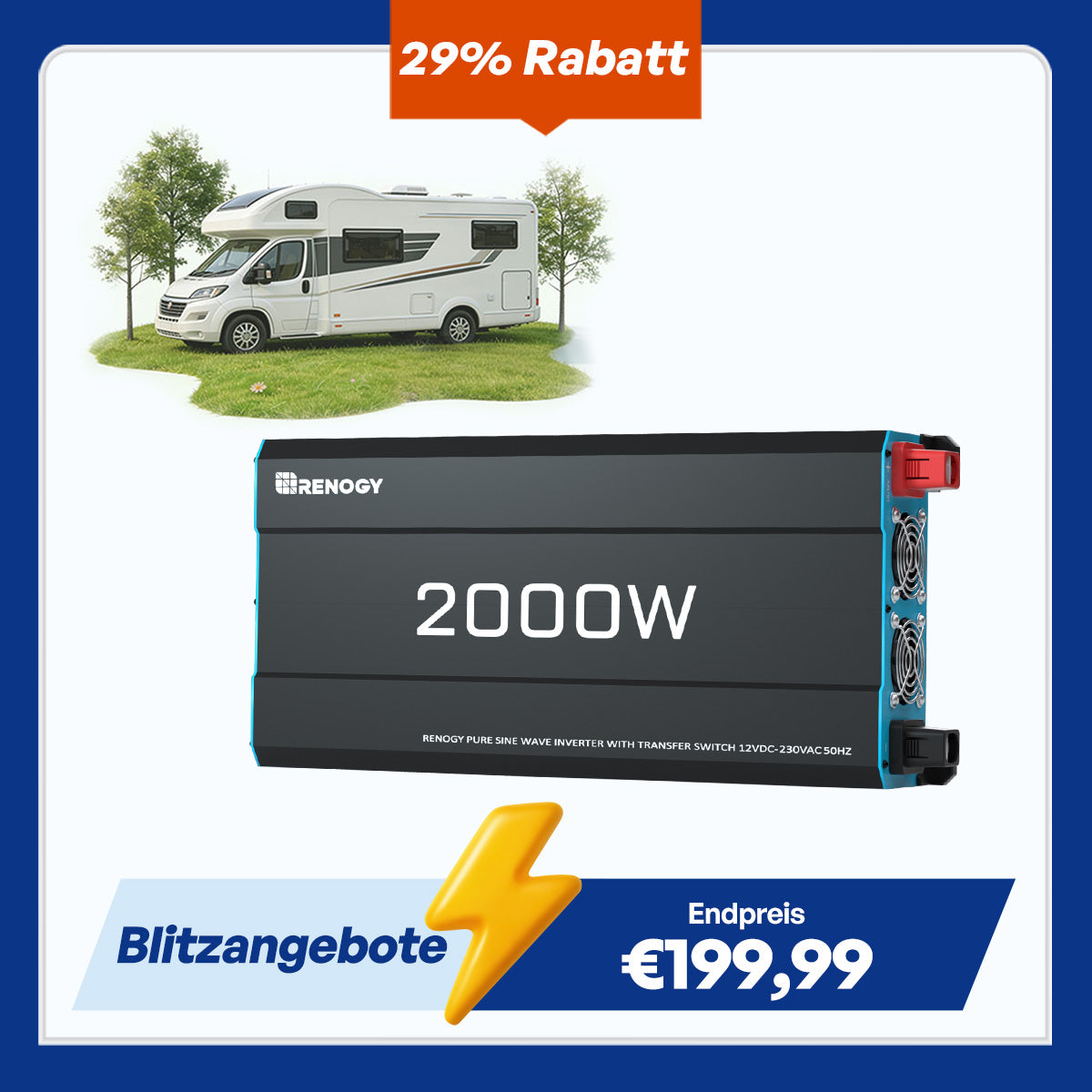 12V 2000W Wechselrichter Reine Sinuswelle