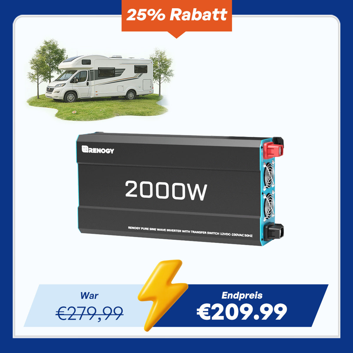 12V 2000W Wechselrichter Reine Sinuswelle