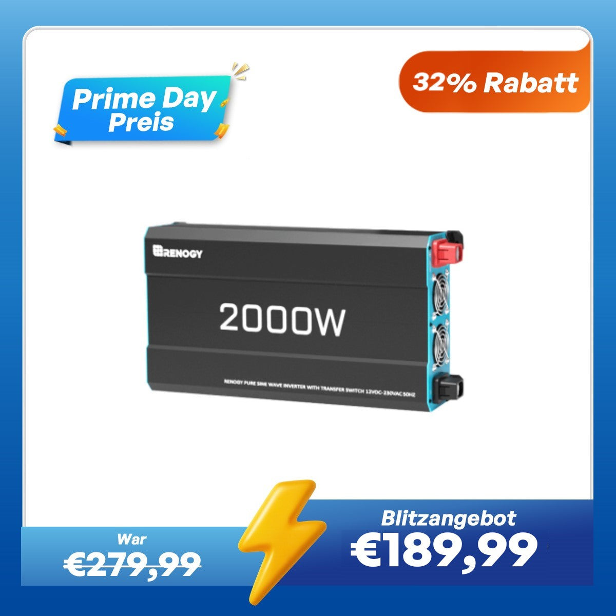 12V 2000W Wechselrichter Reine Sinuswelle