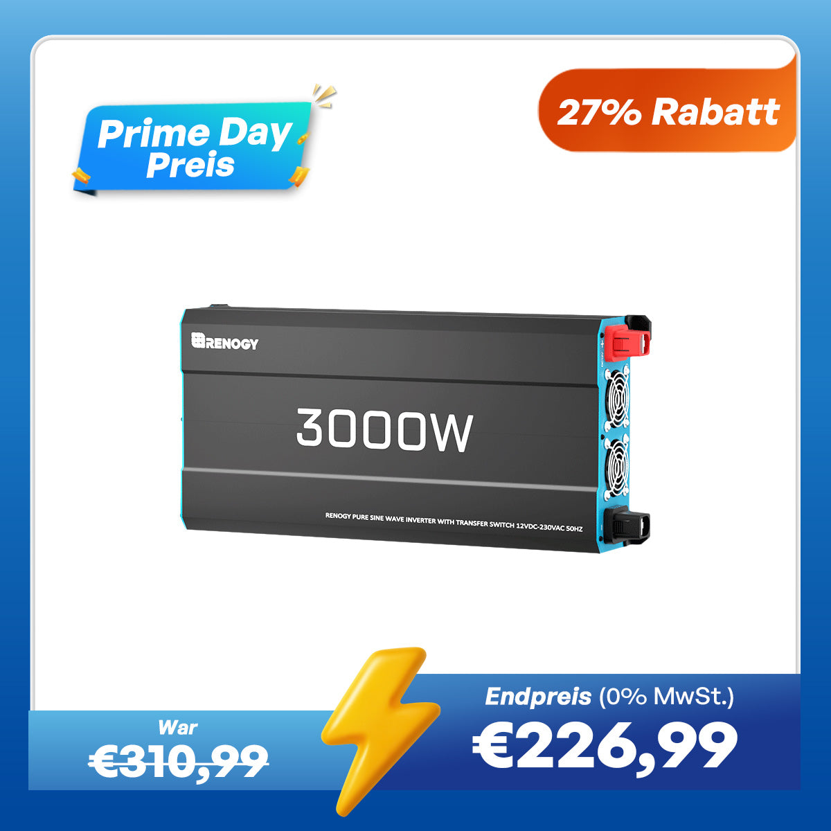 12V 3000W Wechselrichter Reine Sinuswelle