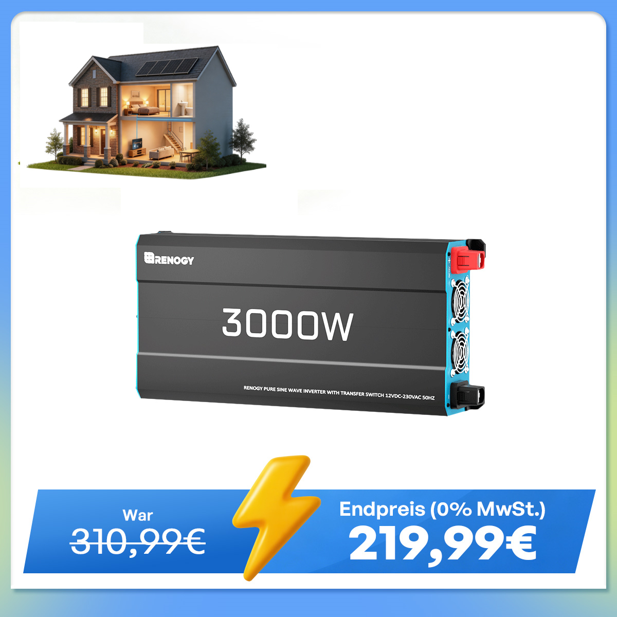 12V 3000W Wechselrichter Reine Sinuswelle