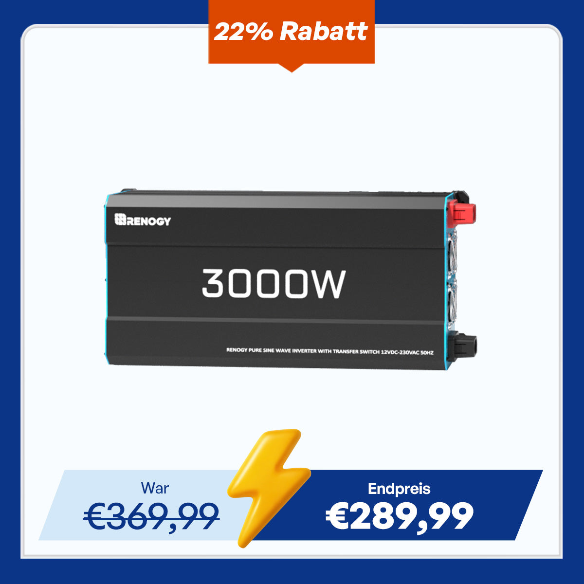 3000W 12V Wechselrichter reine Sinuswelle 12V auf 230V für Wohnmobil Camping Offgrid