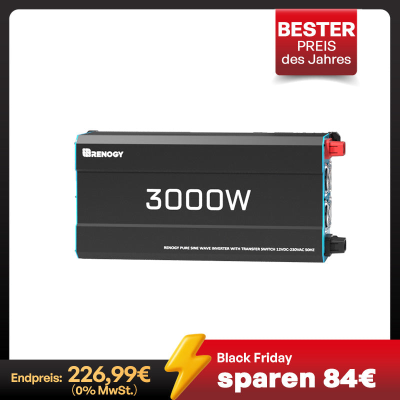 0% MwSt.  3000W 12V auf 230V Reine Sinus Wechselrichter