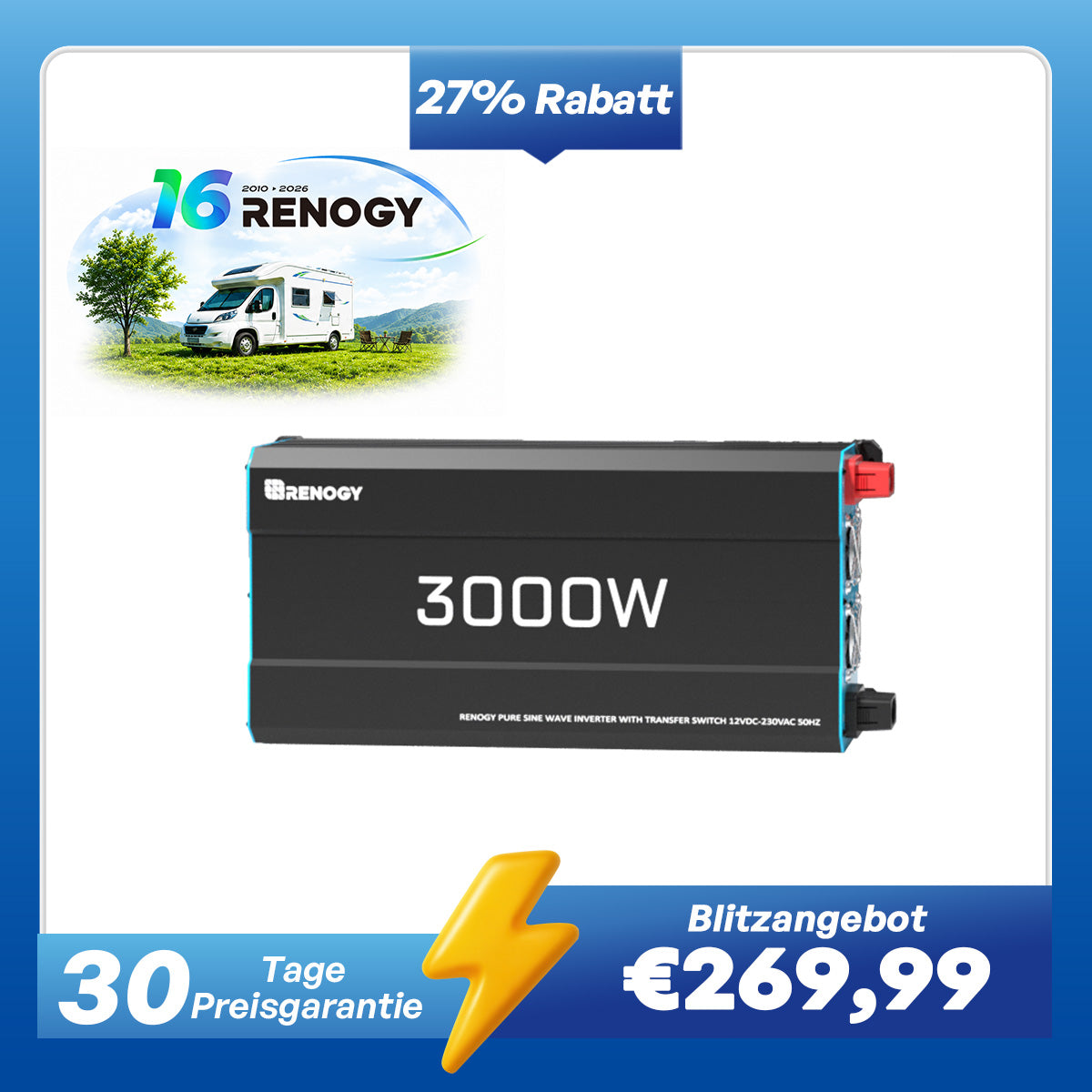 12V 2000W Wechselrichter Reine Sinuswelle