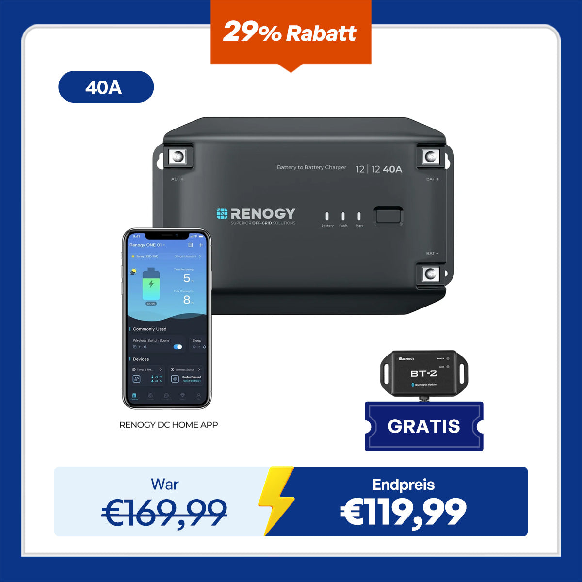 12V 40A DC zu DC Batterie Ladegerät