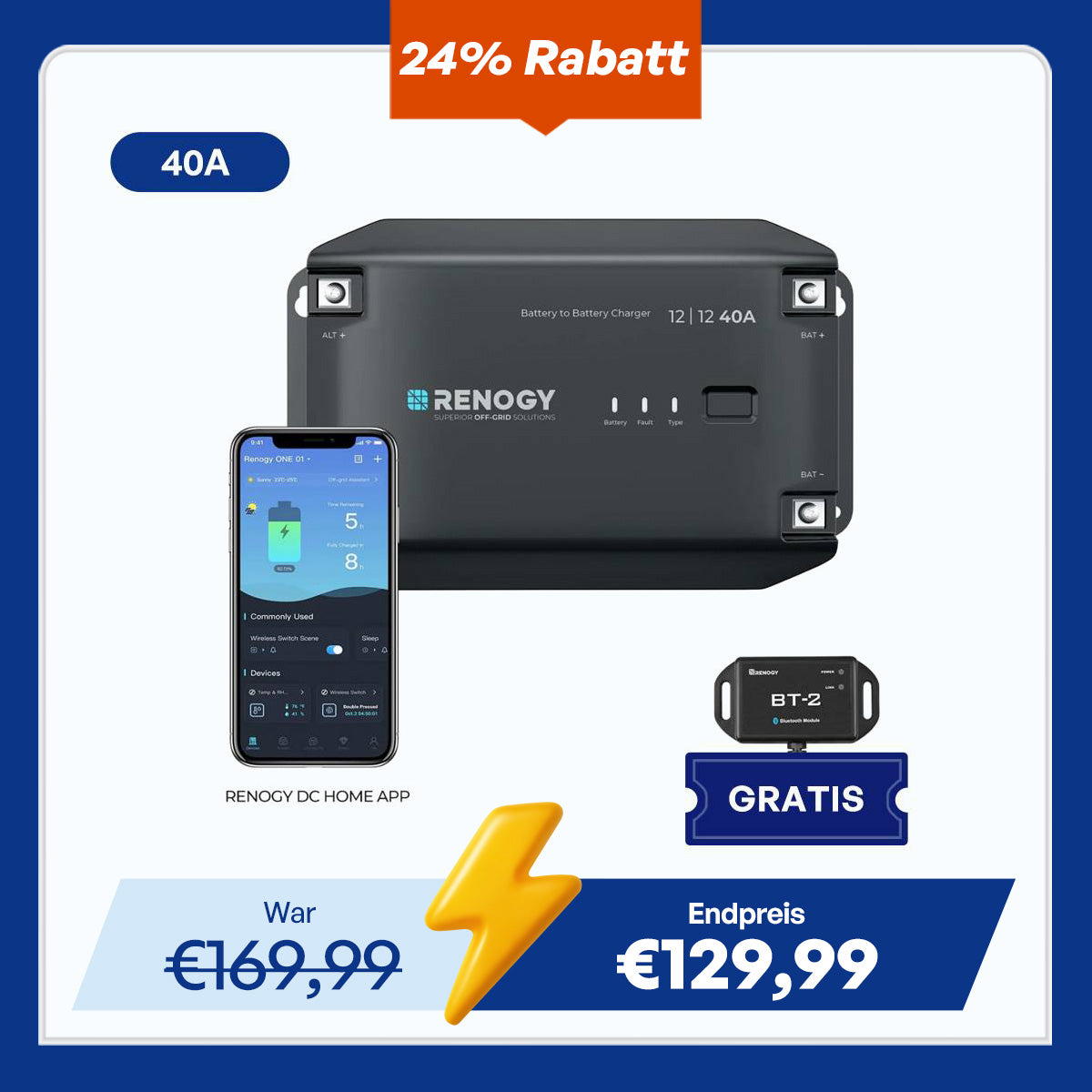 12V 40A DC zu DC Batterie Ladegerät