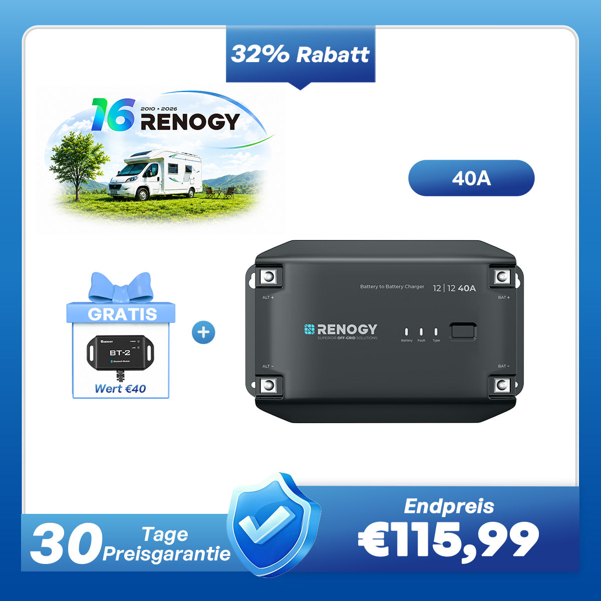 12V 40A DC zu DC Batterie Ladegerät