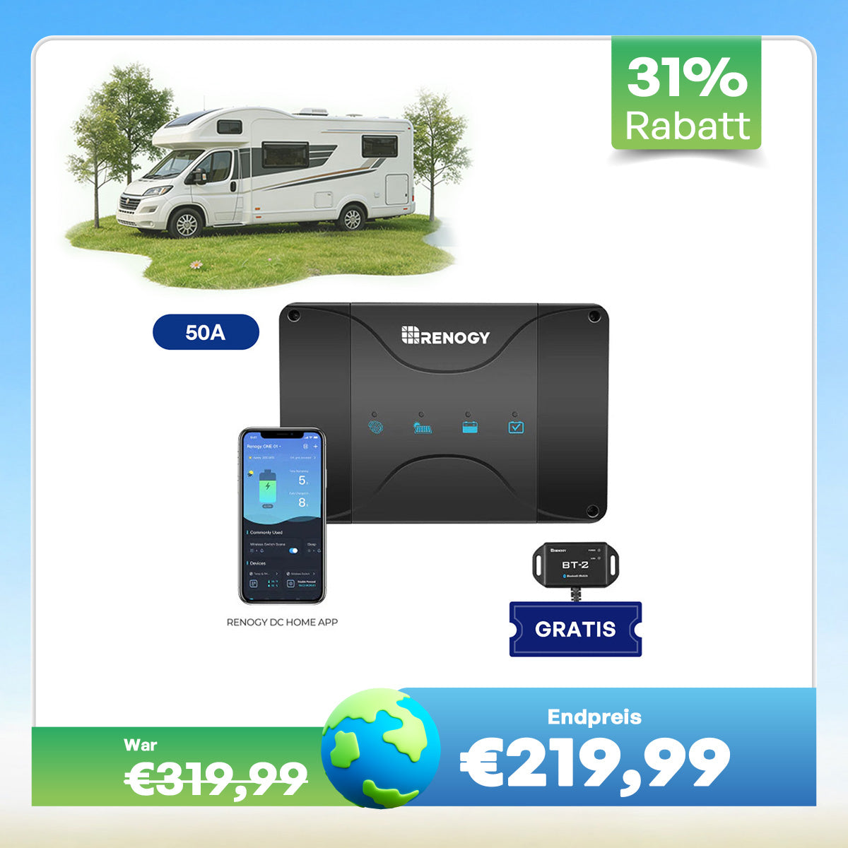 12V DC zu DC Batterie Ladegerät mit MPPT 50A / 30A