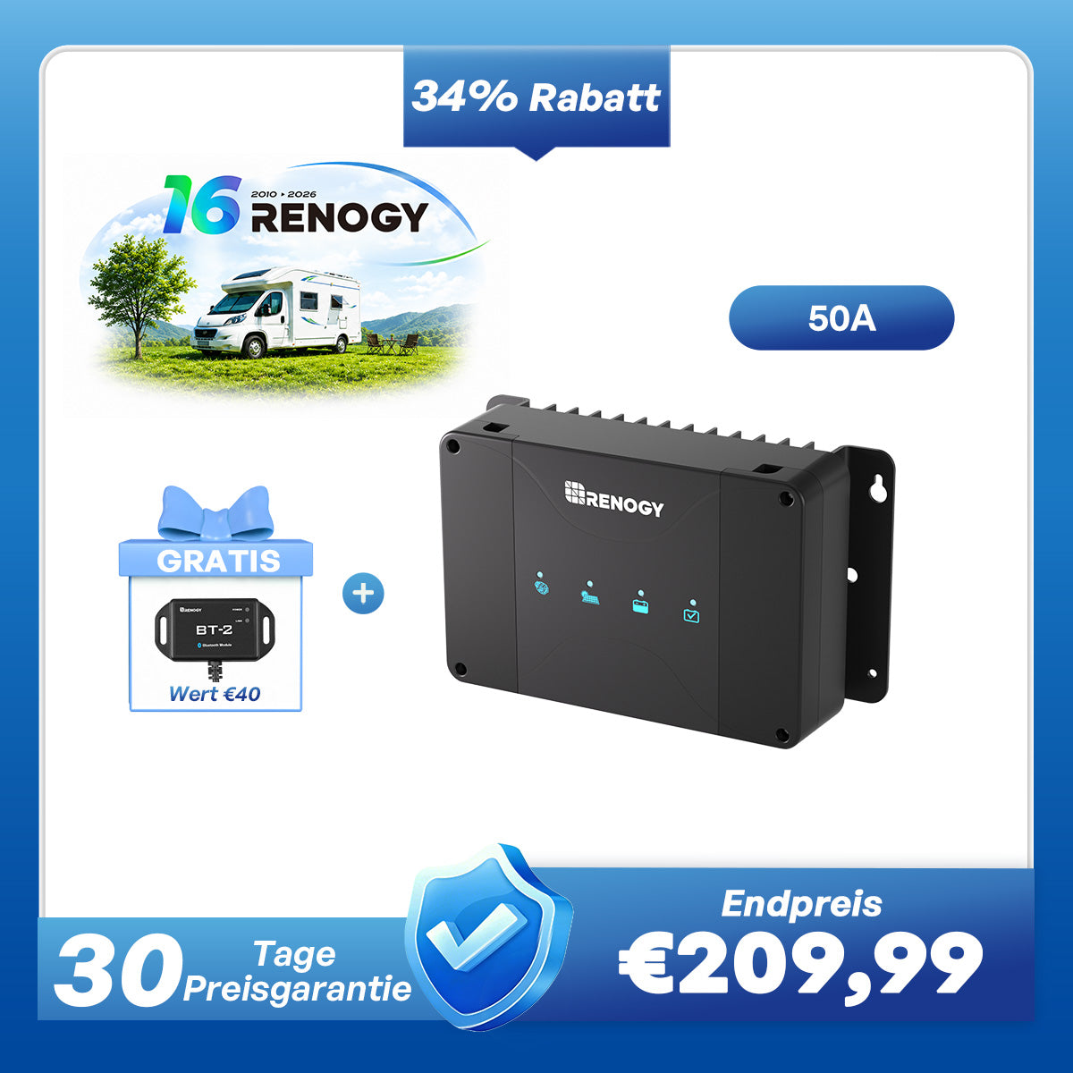 12V 50A DC zu DC Batterie Ladegerät mit MPPT