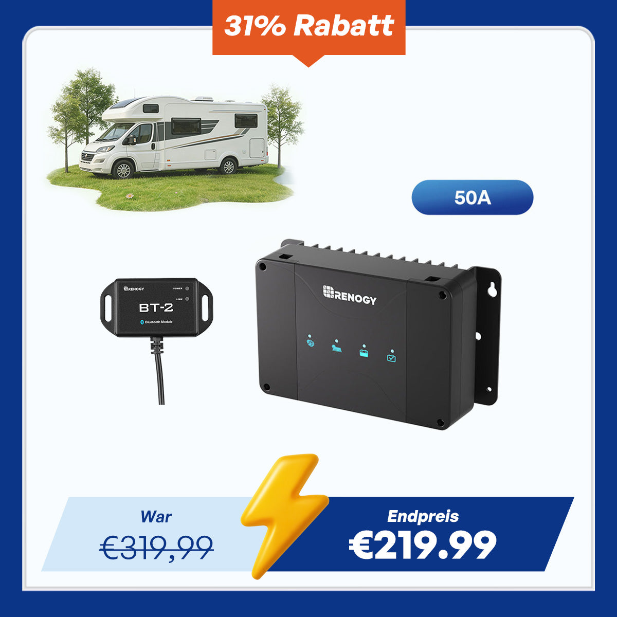 12V 50A DC zu DC Batterie Ladegerät mit MPPT