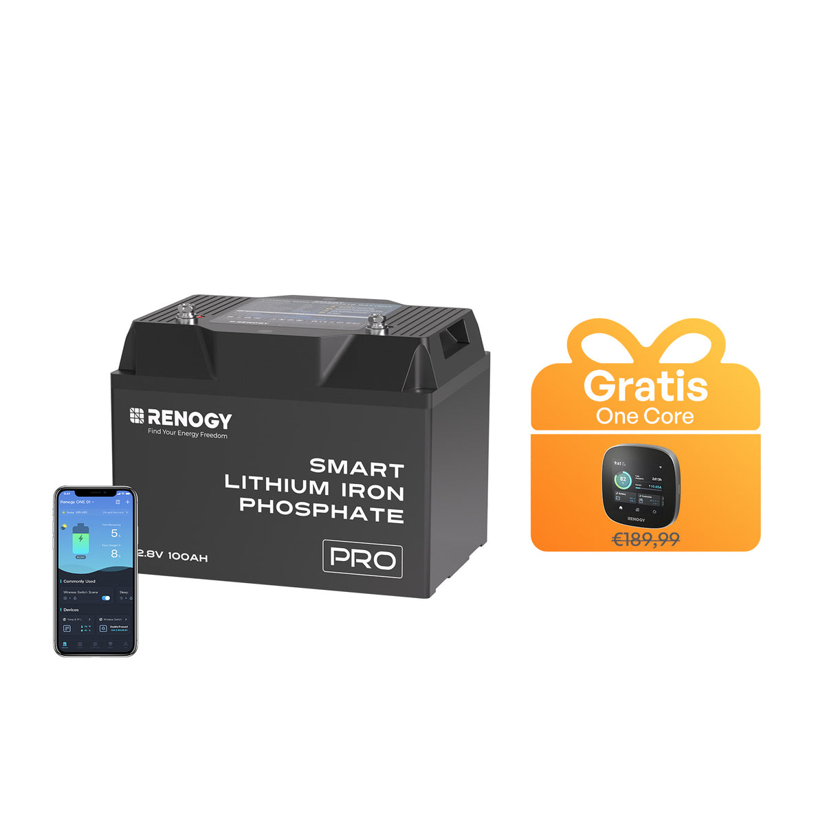 Pro 12V 100Ah LiFePO4 Batterie mit Bluetooth und Selbstheizung