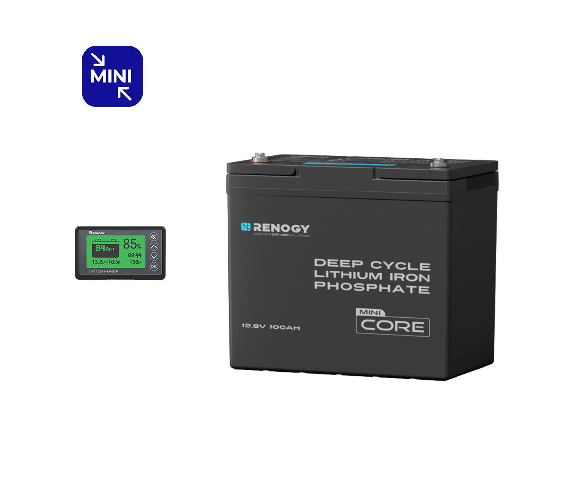 Renogy Core Mini 12V 100Ah LiFePO4 Batterie Core Mini Serie