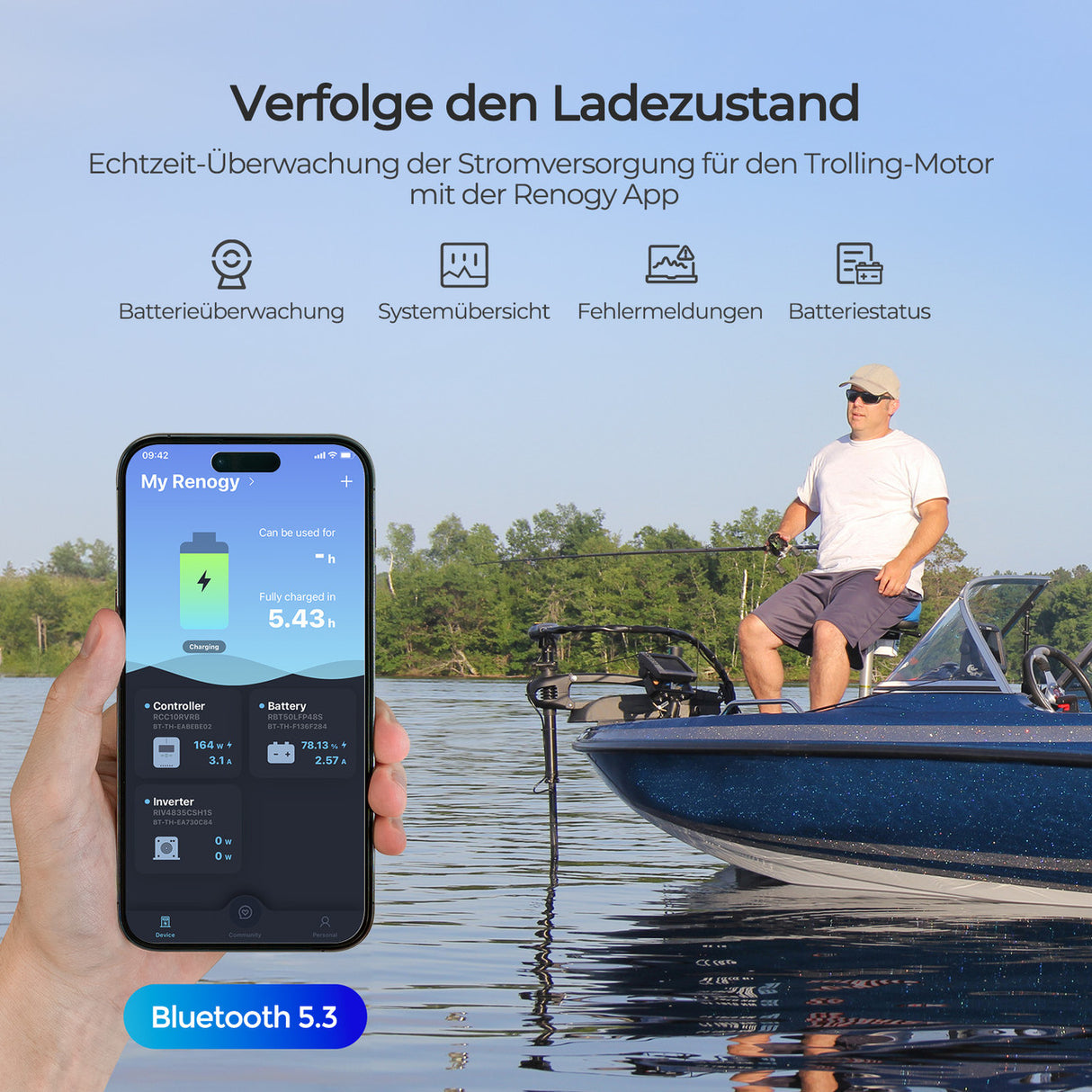 Vorbestellung 12V 100Ah Trolling Motoren LiFePO4 Batterie mit Bluetooth