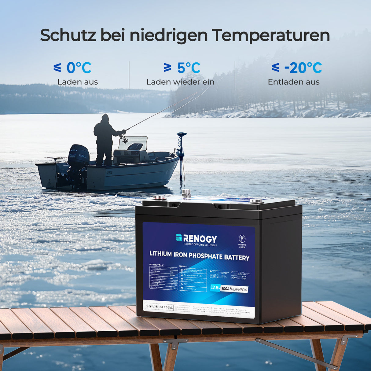 Vorbestellung 12V 100Ah Trolling Motoren LiFePO4 Batterie mit Bluetooth